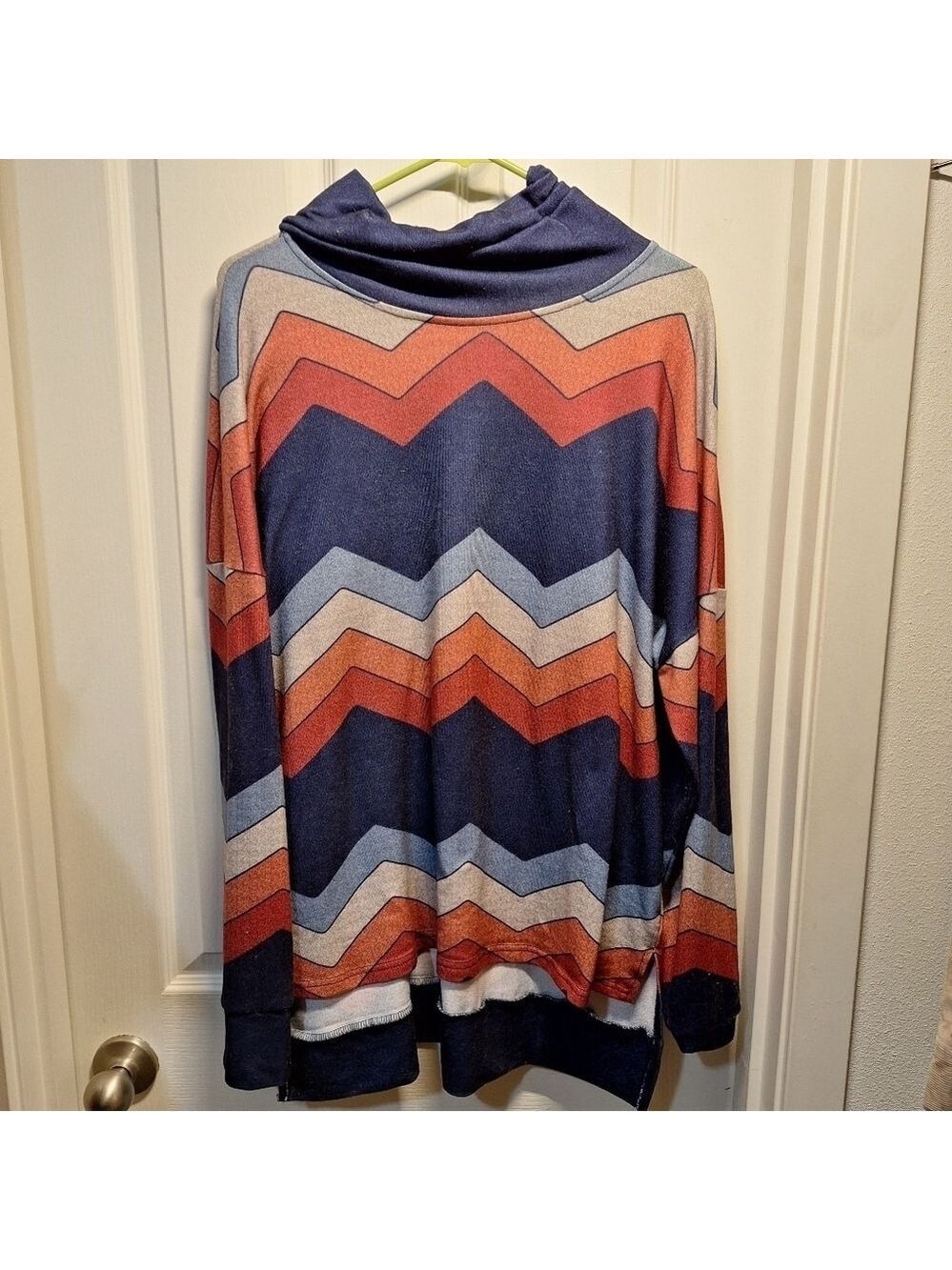 Chevron Sweatshirt Sweater Multicolor Turtleneck Size 1X